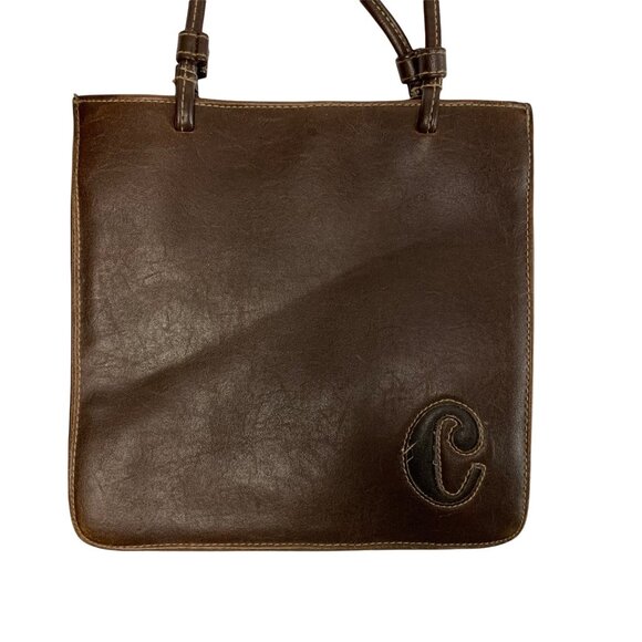 Y2K Brown Faux Vegan Leather Purse Initial C 2000's Style Small Snap Closure - Picture 2 of 6